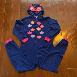 Girls Owl One Piece / Onesie Hooded Blue Pajama - Cat & Jack Size XL (14/16)